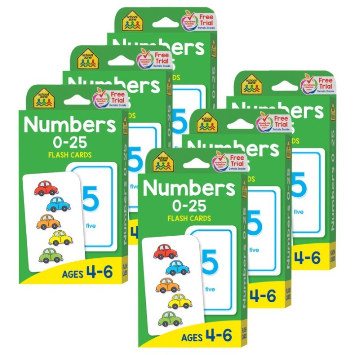 School Zone Publishing Numbers 0-25 Flash Cards, 6 Packs
