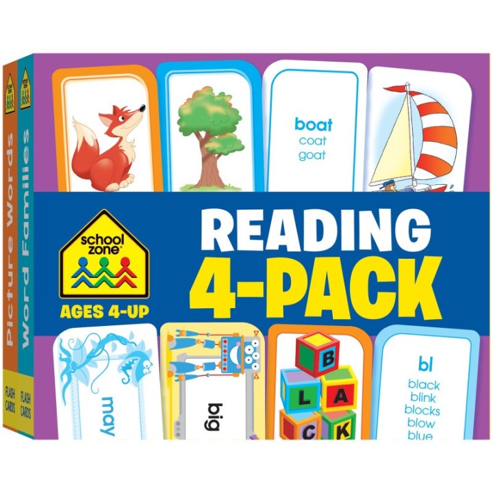 School Zone Publishing Reading Flash Card, 4-Pack