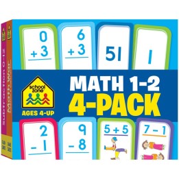 School Zone Publishing Math 1-2 Flash Card, 4-Pack