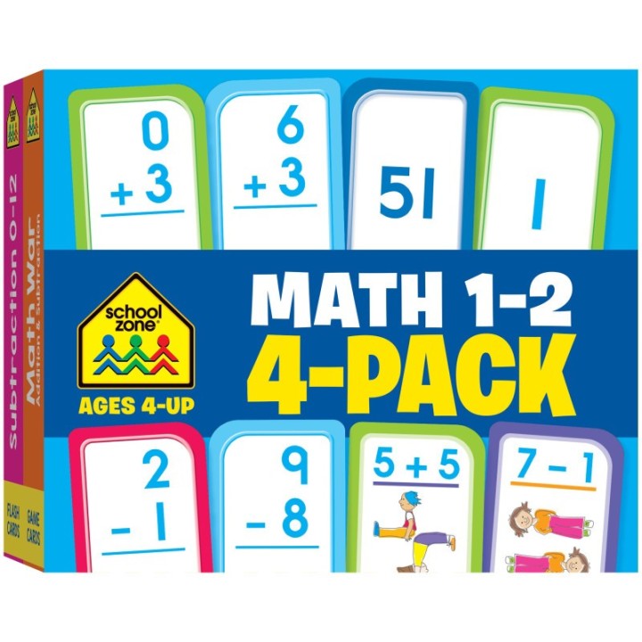 School Zone Publishing Math 1-2 Flash Card, 4-Pack