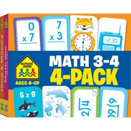 School Zone Publishing Math 3-4 Flash Card, 4-Pack