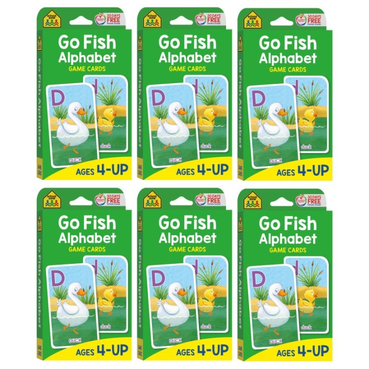 School Zone Publishing Go Fish Alphabet Game Cards, 6 Sets