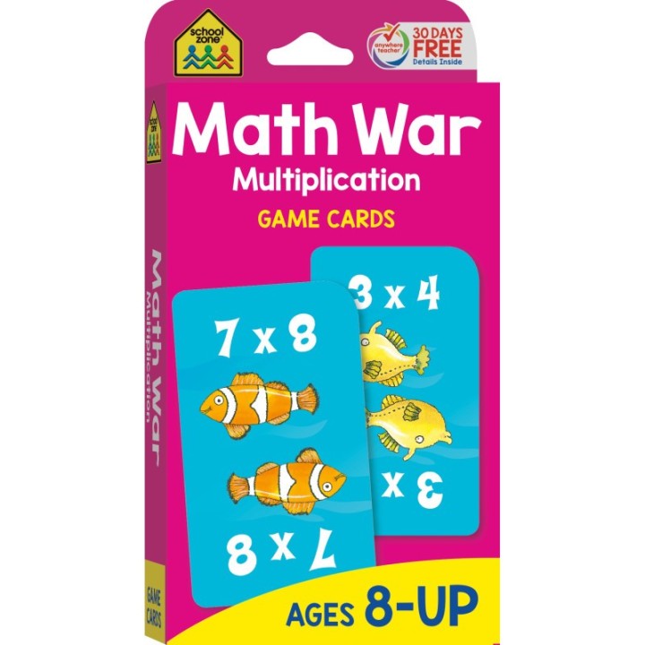 School Zone Publishing Math War Multiplication Game Cards