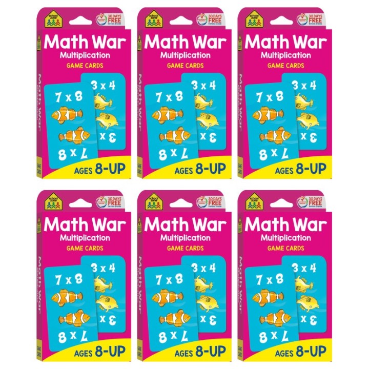 School Zone Publishing Math War Multiplication Game Cards, 6 Sets