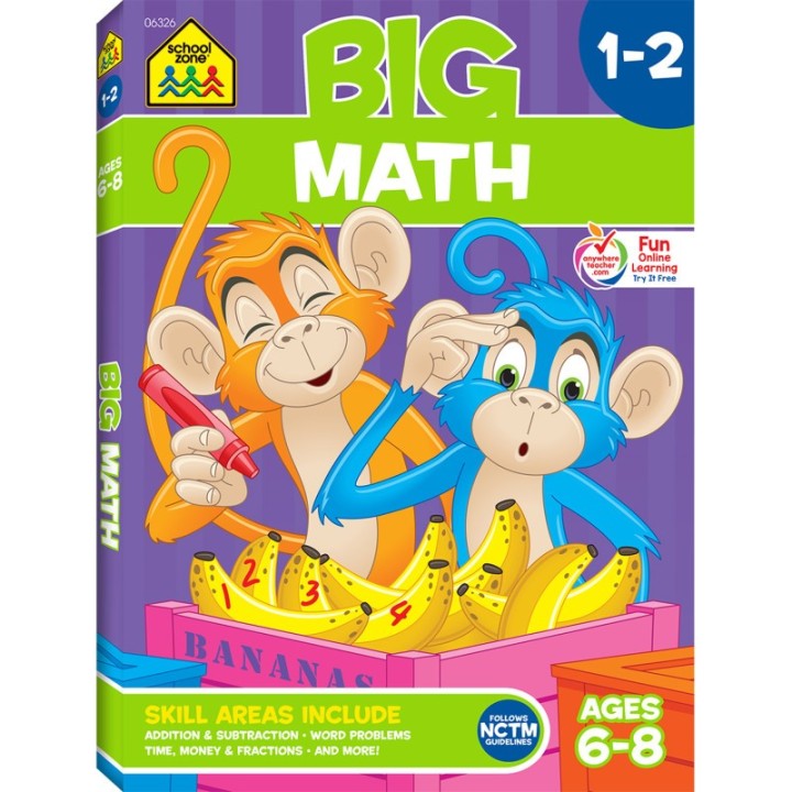 School Zone Publishing BIG Math Workbook, Grades 1-2