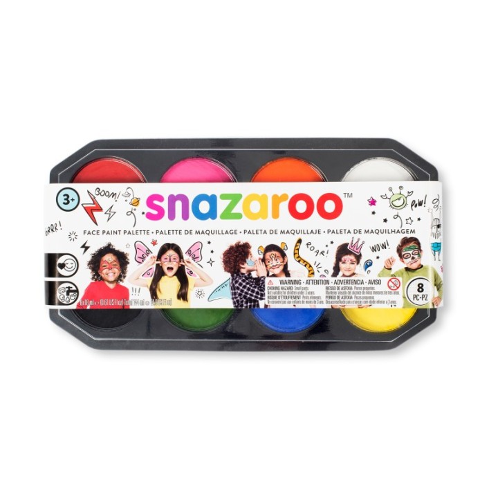 SNAZAROO Face Painting Palette, 18 mL, Set of 8