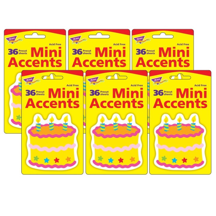 TREND Birthday Cake Mini Accents, 36 Per Pack, 6 Packs