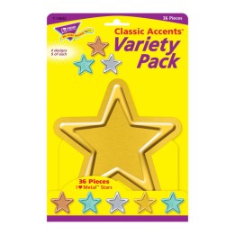 TREND I ♥ Metal™ Stars Classic Accents® Var. Pack, 36 ct