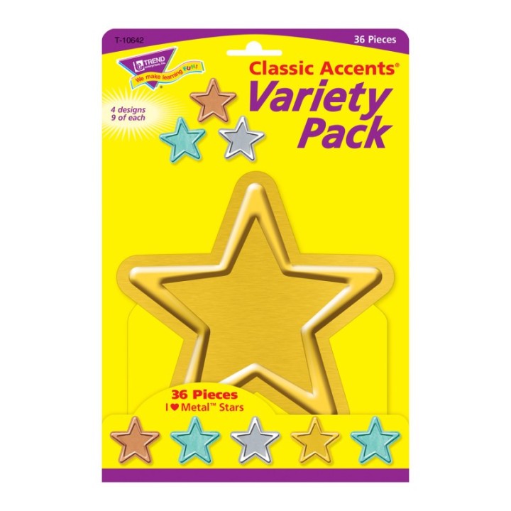 TREND I ♥ Metal™ Stars Classic Accents® Var. Pack, 36 ct