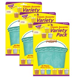 TREND I ♥ Metal Buckets Classic Accents® Variety Pack, 36 Per Pack, 3 Packs