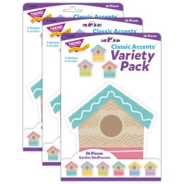 TREND Garden Birdhouses Classic Accents® Variety Pack, 36 Per Pack, 3 Packs