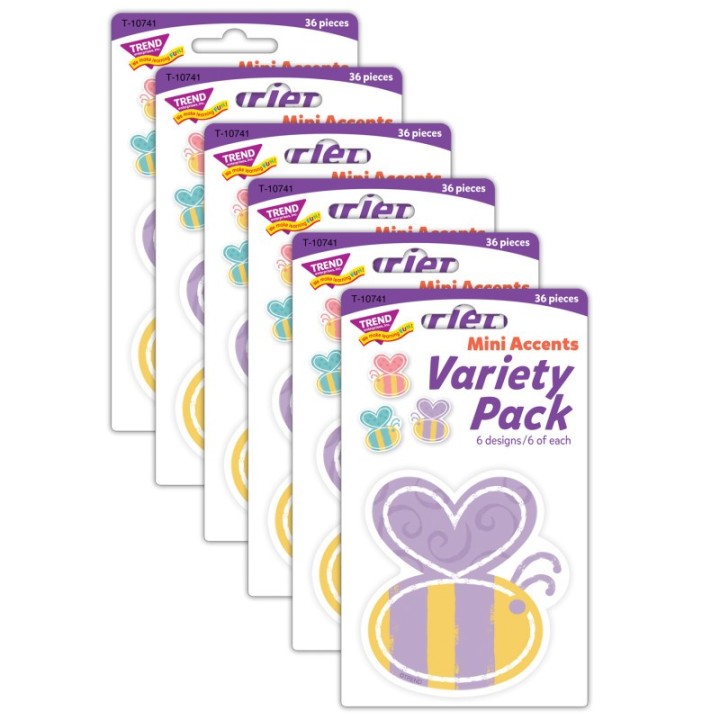 TREND Garden Bees Mini Accents Variety Pack, 36 Per Pack, 6 Packs