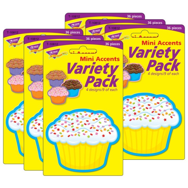 TREND Cupcakes Mini Accents Variety Pack, 36 Per Pack, 6 Packs