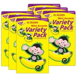 TREND Monkeys and Bananas Mini Accents Variety Pack, 36 Per Pack, 6 Packs