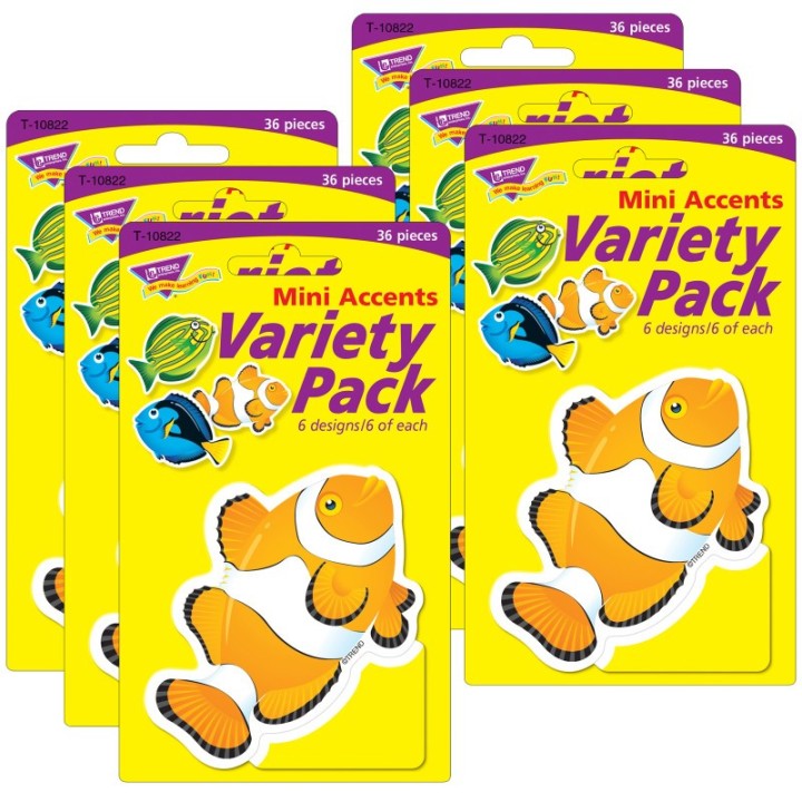 TREND Fish Mini Accents Variety Pack, 36 Per Pack, 6 Packs