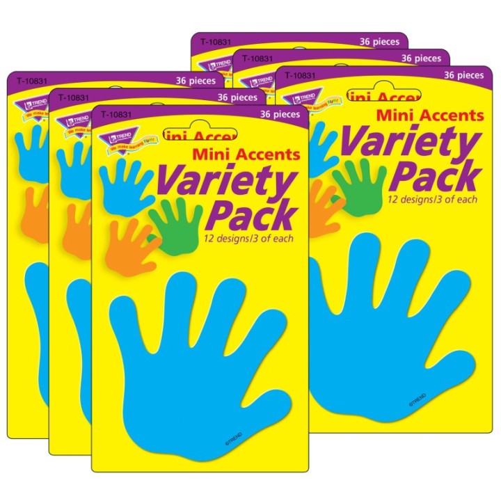 TREND Handprints Mini Accents Variety Pack, 36 Per Pack, 6 Packs