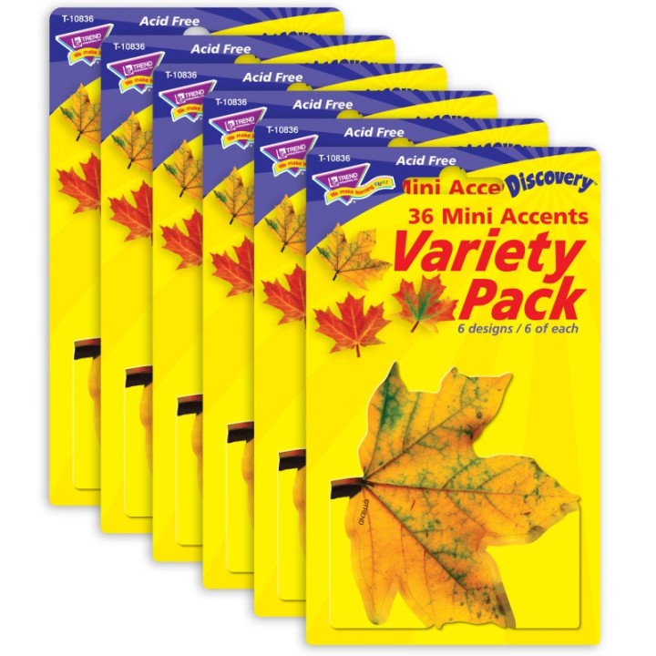 TREND Maple Leaves Mini Accents Variety Pack, 36 Per Pack, 6 Packs
