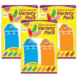 TREND Crayon Colors Classic Accents® Variety Pack, 72 Per Pack, 3 Packs