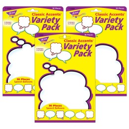 TREND Speech Balloons Classic Accents® Variety Pack, 36 Per Pack, 3 Packs