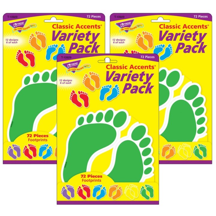 TREND Footprints Classic Accents® Variety Pack, 36 Per Pack, 3 Packs