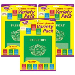 TREND Passports Classic Accents® Variety Pack, 36 Per Pack, 3 Packs
