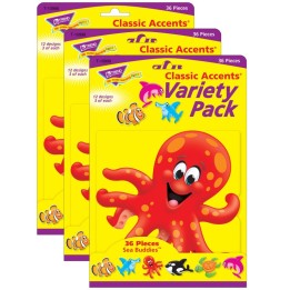 TREND Sea Buddies™ Classic Accents® Variety Pack, 36 Per Pack, 3 Packs