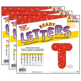 TREND Red Sparkle 4" Casual Uppercase Ready Letters®, 3 Packs