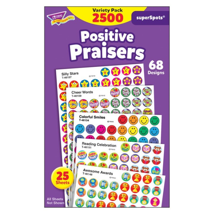 TREND Positive Praisers superSpots® Stickers Variety Pack, 2500 ct