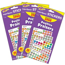 TREND Positive Praisers superSpots® Stickers Variety Pack, 2500 Per Pack, 3 Packs