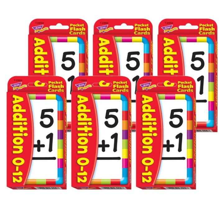 TREND Addition 0-12 Pocket Flash Cards, 6 Packs