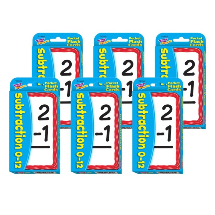 TREND Subtraction 0-12 Pocket Flash Cards, 6 Packs