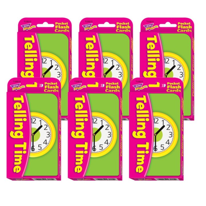 TREND Telling Time Pocket Flash Cards, 6 Packs