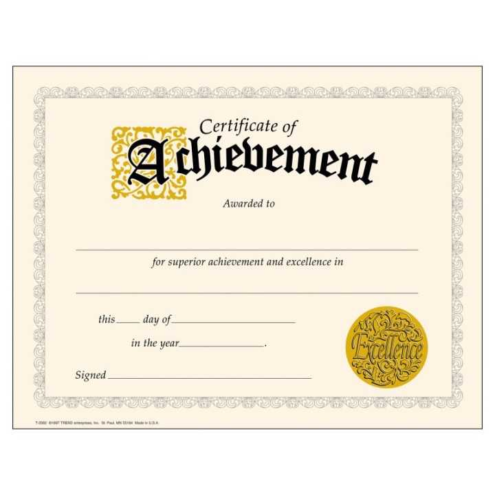 TREND Certificate of Achievement Classic Certificates, 30 ct