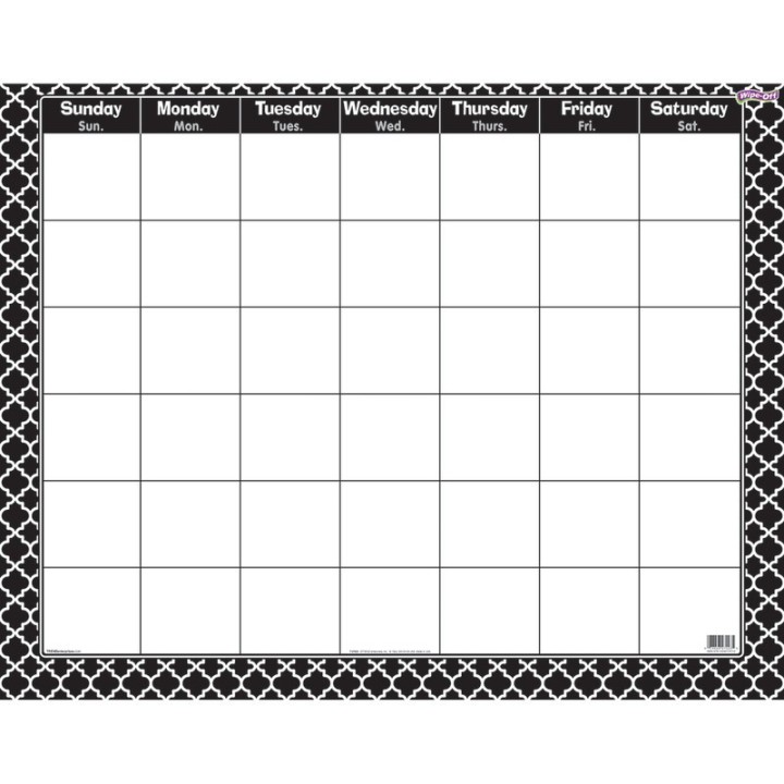 TREND Moroccan Black Wipe-Off® Calendar, Monthly