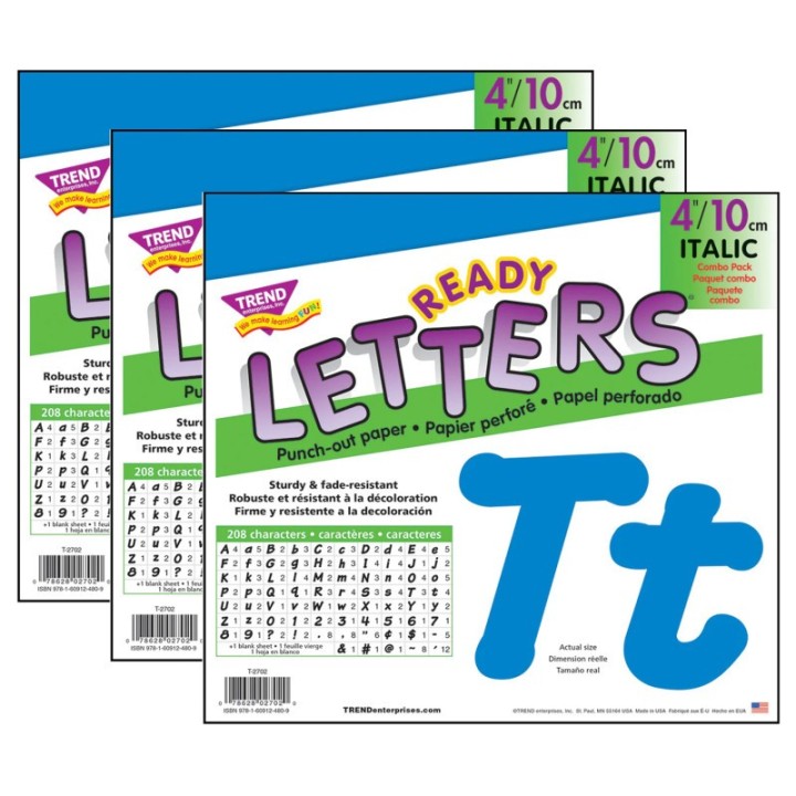 TREND Blue 4" Italic Combo Ready Letters®, 193 Per Pack, 3 Packs