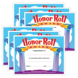 TREND Honor Roll Award Colorful Classics Certificates, 30 Per Pack, 6 Packs