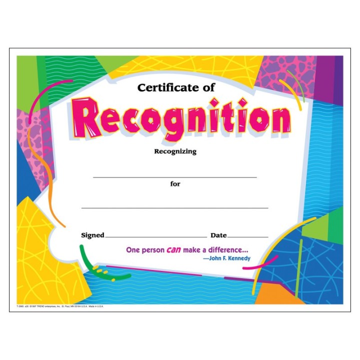 TREND Certificate of Recognition Colorful Classics Cert's., 30 ct
