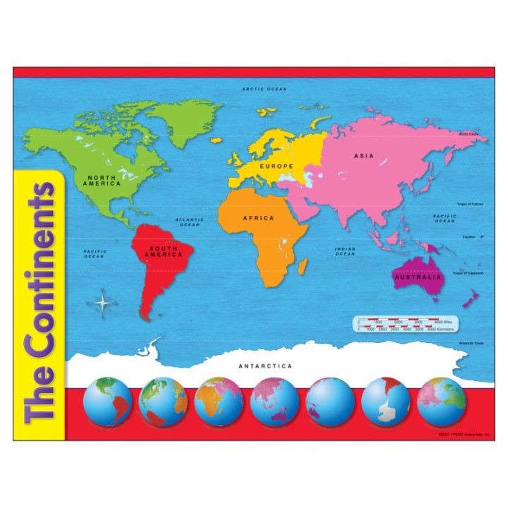 TREND The Continents Learning Chart, 17" x 22"