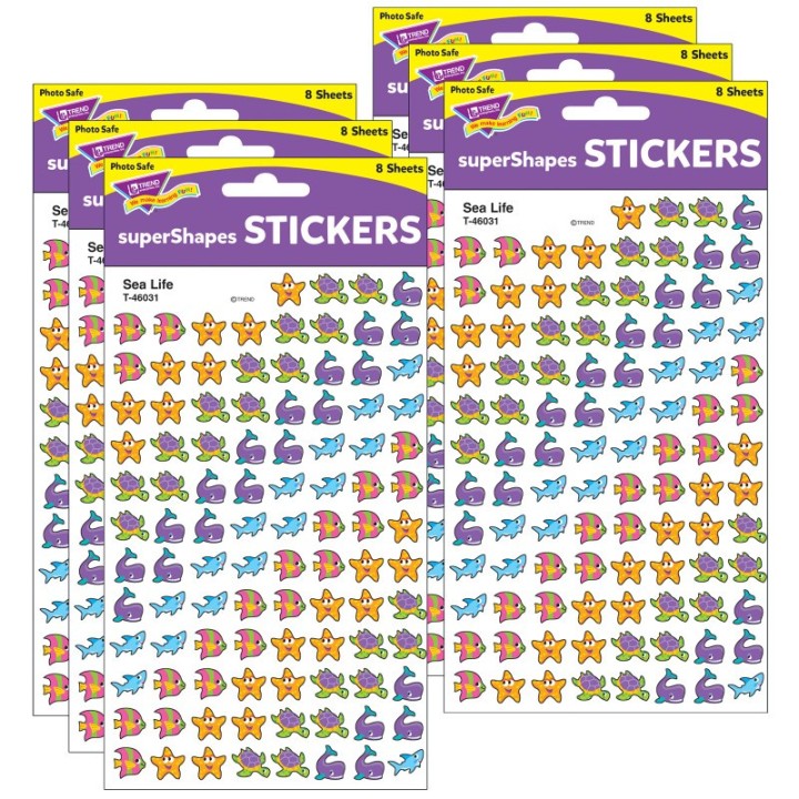 TREND Sea Life superShapes Stickers, 800 Per Pack, 6 Packs