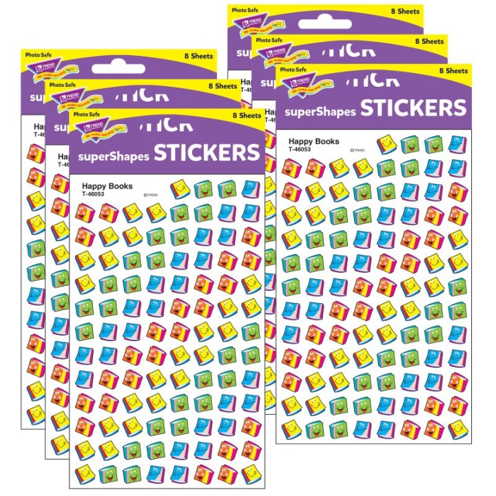TREND Happy Books superShapes Stickers, 800 Per Pack, 6 Packs