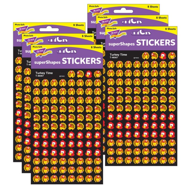 TREND Turkey Time superShapes Stickers, 800 Per Pack, 6 Packs