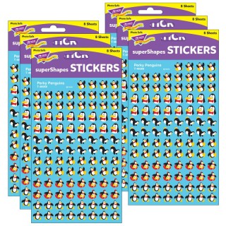 TREND Perky Penguins superShapes Stickers, 800 Per Pack, 6 Packs