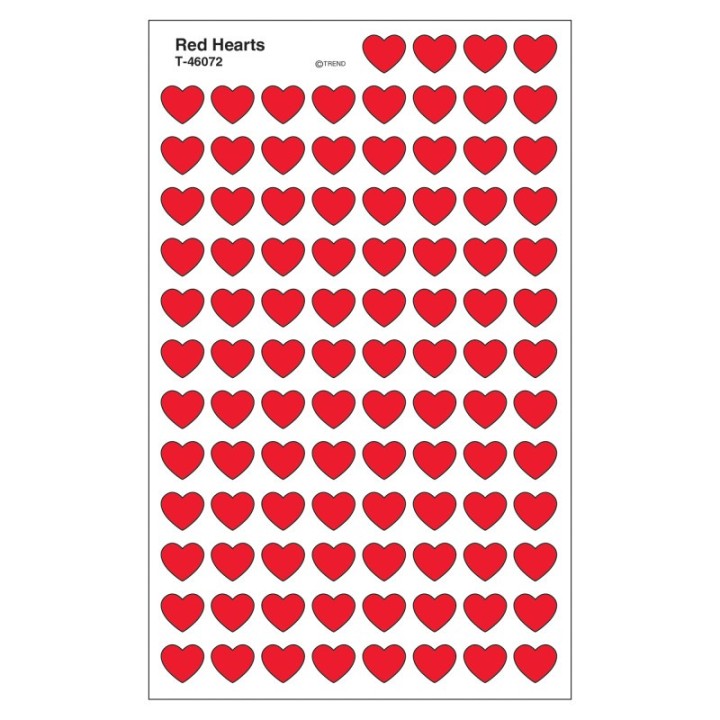 TREND Red Hearts superShapes Stickers, 800 ct