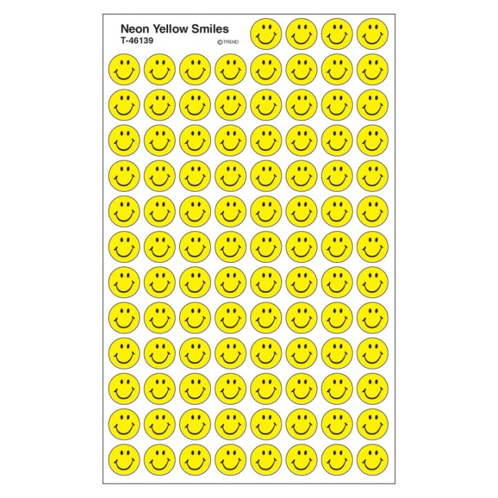 TREND Neon Yellow Smiles superSpots® Stickers, 800 ct