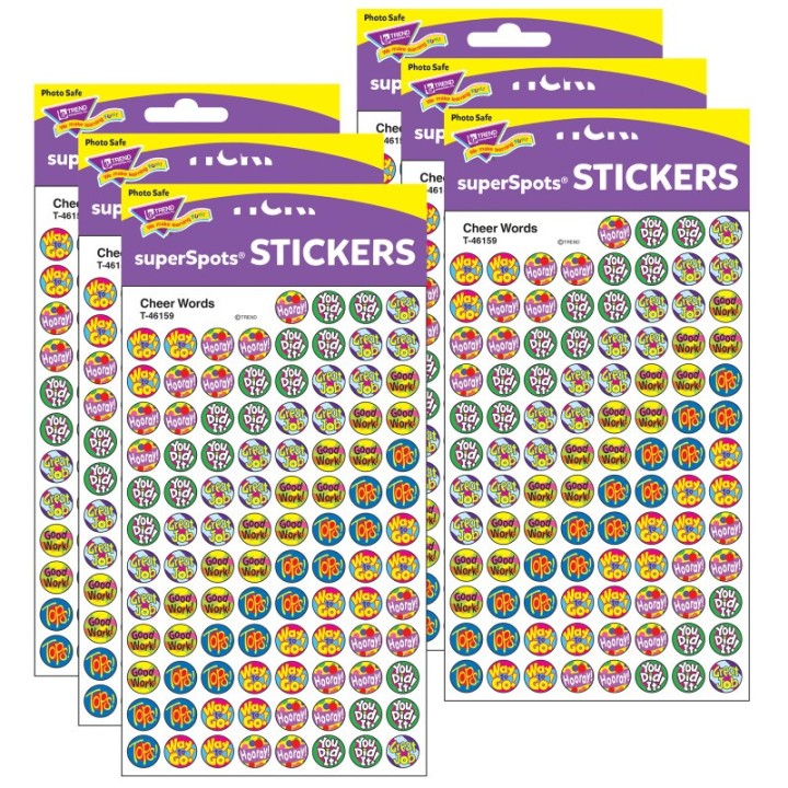 TREND Cheer Words superSpots® Stickers, 800 Per Pack, 6 Packs