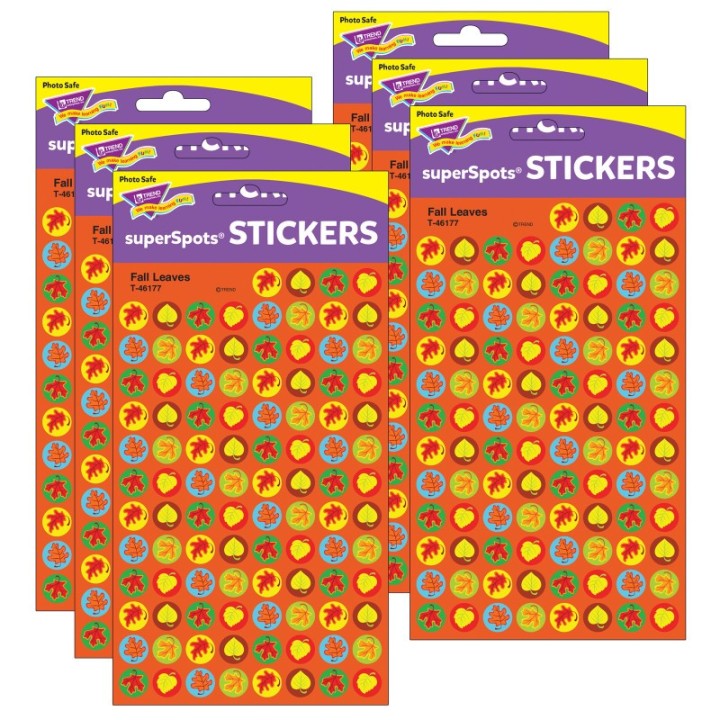 TREND Fall Leaves superSpots® Stickers, 800 Per Pack, 6 Packs