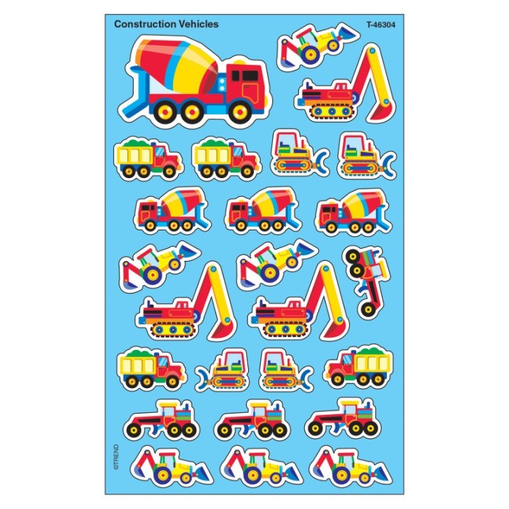 TREND Construction Vehicles superShapes Stickers-Large, 200 ct