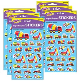 TREND Construction Vehicles superShapes Stickers-Large, 200 Per Pack, 6 Packs