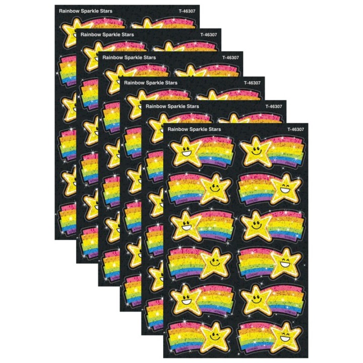 TREND Rainbow Stars Sparkle Stickers®, 24 Per Pack, 6 Packs