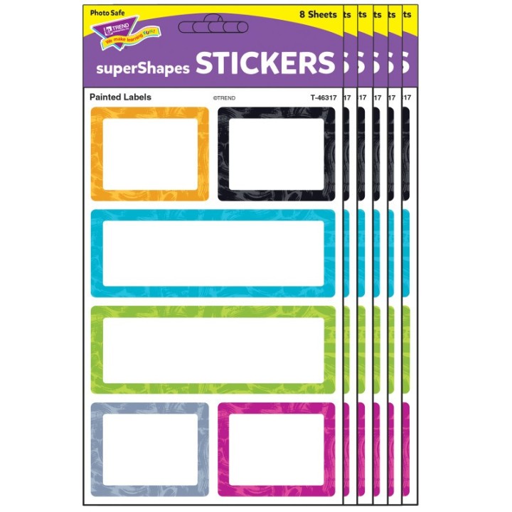 TREND Color Harmony Painted Labels superShapes Stickers - Large, 24 Per Pack, 6 Packs